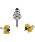 Three Piece Set Pro Grade Cemented Carbide Tenon Cutter With Six Beefy Adjustable Bearings For Woodworking Rabbeting Router Bits