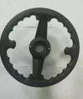 Heavy Duty No Sweat Round Quick Clamp Replacement For Wheel Balancing Machines, black durable plastic, for mechanic use, top view.