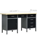 Beefy 63 Inch Heavy Duty Workbench With Perforated Wall Panels 6 Drawers Lockable Cabinet Adjustable Feet For Garage Organization Steel Frame Engineered Wood Top 1100 Lb Load Capacity front view