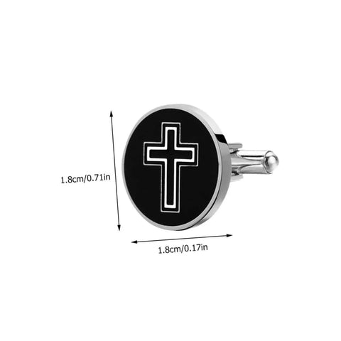 Black cross cufflinks for men titanium steel shine dress shirt buttons decorative fasteners for business and formal wear