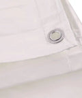 Close-up of white tarpaulin with rustproof grommet, 15 By 20 Ft Fire Retardant Tarp For Construction Job Sites White Beefy Heavy Duty Tarpaulin That Passes FR CPAI 84 Standards For Industrial, Commercial, And DIY Projects