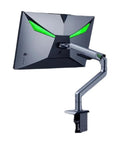 No Fuss Heavy Duty Monitor Mount Desk Clamp With Seamless Height Adjustments And A Clean Dark Look. Adjustable arm positioned with sleek monitor.