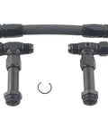 Dual Inlet Fuel Line Kit Featuring 8AN Male Flare To 7 8 Inch Braided Carburetor Hose For Hot Rods Muscle Cars And Street Machines With Proven Durability. black braided fuel line kit with dual 8AN fittings
