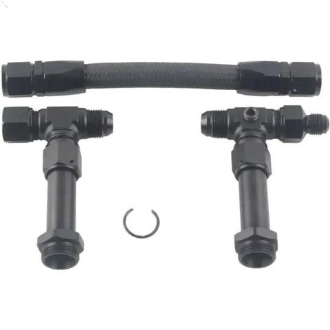 Dual Inlet Fuel Line Kit Featuring 8AN Male Flare To 7 8 Inch Braided Carburetor Hose For Hot Rods Muscle Cars And Street Machines With Proven Durability. black braided fuel line kit with dual 8AN fittings