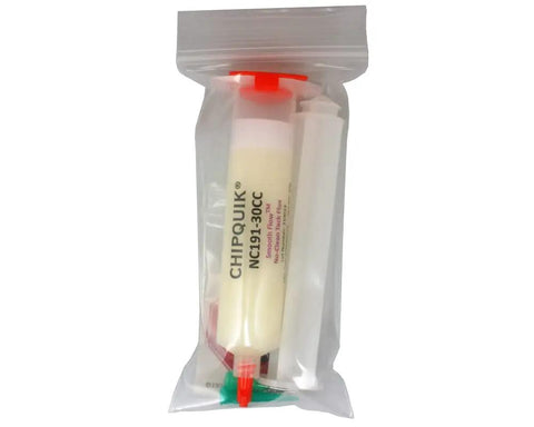 Smooth Flow Solder Flux No Clean Halogen Free 30cc Syringe for Leaded and Lead Free PCB Soldering in clear packaging