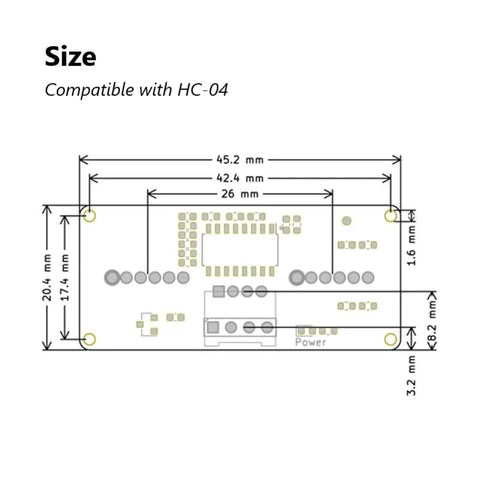 Diagram of Ultrasonic Sensor Module with WS2812 RGB Lighting for Arduino Raspberry Pi and Micro:bit, showing measurements.