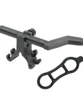 Portable Bike Wheel Truing Stand With Gauge For Precise Rim Alignment On The Go in black, compact lightweight design.