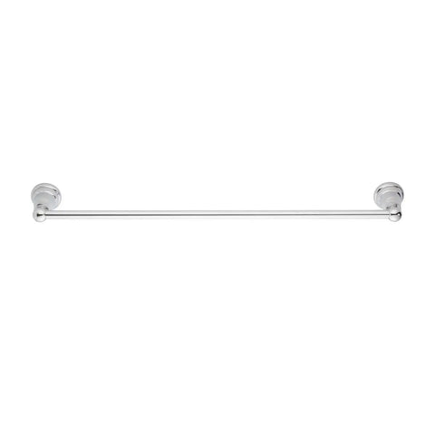 Straight Hand Towel Bar Rack In Polished Chrome, 24 Inch, Heavy-Duty Zinc Alloy Mount, Includes No-Fuss Mounting Screws And Drywall Anchors, 26 1/8 Inch Fixture Width, 2 7/16 Inch Projection, Supports Up To 22 Lbs