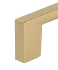 Close-up of Armadale Collection Champagne Bronze Modern Rectangular Cabinet And Drawer Pull Handle In Six And Five Sixteenth Inch Center