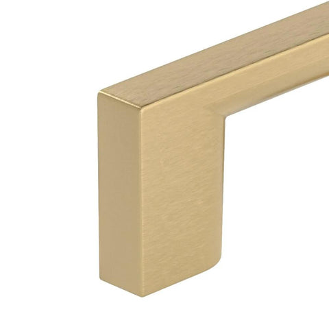 Close-up of Armadale Collection Champagne Bronze Modern Rectangular Cabinet And Drawer Pull Handle In Six And Five Sixteenth Inch Center