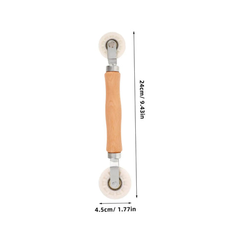 Front view of Window Screen Spline Roller Tool With Durable Wooden Handle For Easy Mesh Installation And Quick Repair Kit