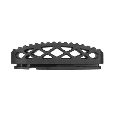 Side view of black KSG KS7 Recoil Pad and Grip Storage Plug for Kel-Tec KSG KS7 with custom molded fit and convex design.