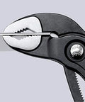 Close-up of Cobra Water Pump Pliers 7 And A Quarter Inch Beefy Self Locking Pliers With Teeth Grip on metal object