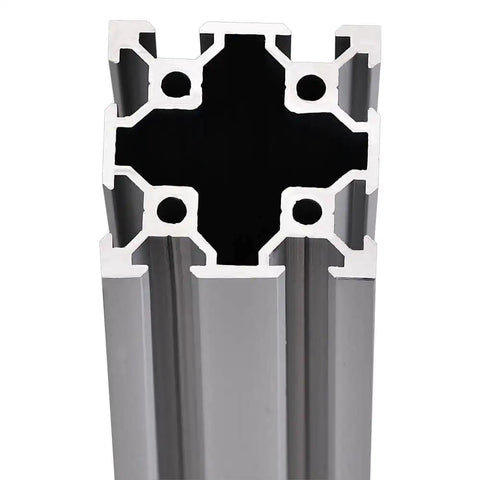 Close-up of V Slot 4040 Aluminum Extrusion Profile 27.5 Inch European Standard Anodized Linear Rail, 700mm Silver Finish