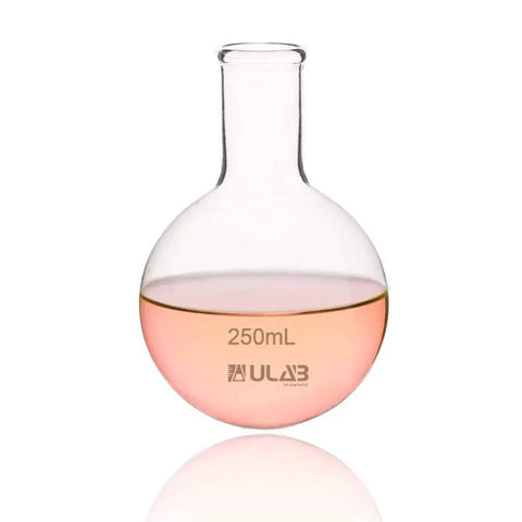 Round Bottom Boiling Flask Set, Two Pack 250ml Each, Borosilicate 3.3 Glass, Short Neck Non Graduated, Heat Resistant Lab Glassware