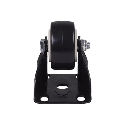 Top Shelf 4 Pack 1.6 Inch Black Polyurethane Fixed Castor Wheels with solid metal core for tool cart applications.