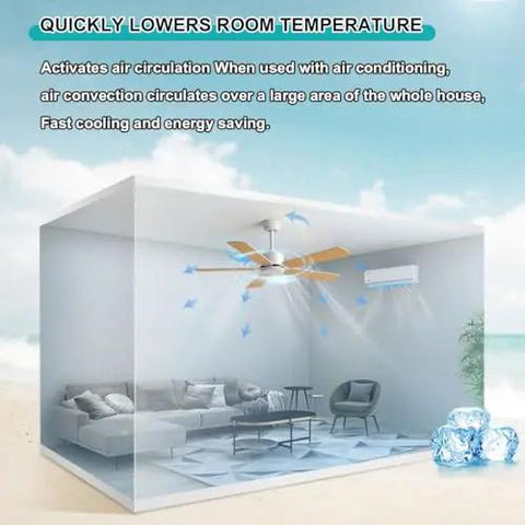 Sleek Matte Black Indoor Ceiling Fan With Smart Remote And Five Reversible Blades Silent Motor For Effortless Summer Cooling And Cozy Winter Airflow Spacious Room Refresh Game Changer Super Smooth Operator in a modern living room