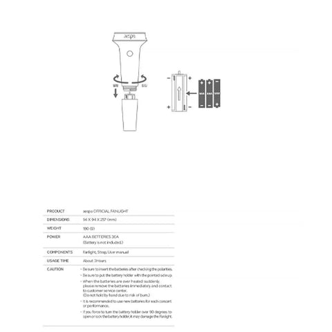 Official AESPA Light Stick For Kpop Fans, Durable LED Concert Baton With 94x94x257 Mm Build, AAA Battery Diagram