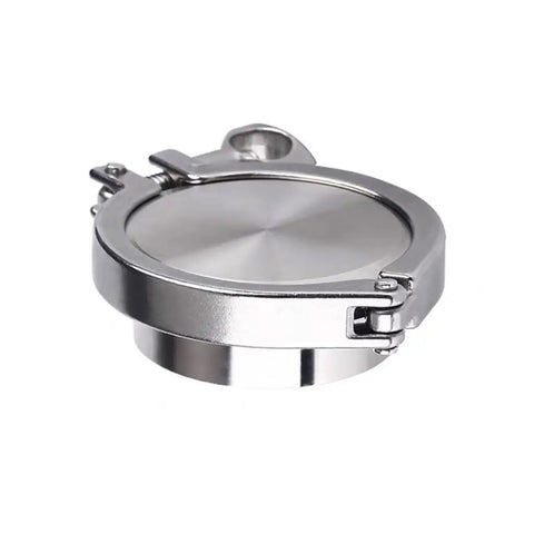 304 Stainless Steel Sanitary Weld Ferrule Union Kit With Tri Clamp, End Cap, And Silicone Gasket For Brewery Brewing Winemaking Food Dairy Processing High Quality Quick Connect 168mm X 183mm Size, stainless cap view