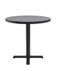 24 Inch Gray Granite Round Cafe Table With Black Cast Iron Base For Break Rooms And Bar Areas, One And A Quarter Inch High Pressure Laminate Top