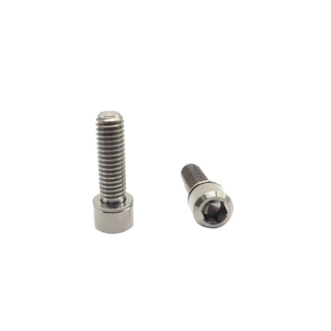 Rugged Aerospace Grade Titanium Bike Bolts M6X19mm Allen Hex Socket Set Of 10 Includes Washers, displaying two titanium bike bolts.