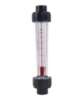 Inline Liquid Flow Meter With 60 To 600 Liters Per Hour Flow Range For Half Inch DN15 Pipe Connection AS Plastic Cylindrical Body