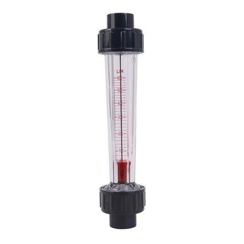 Inline Liquid Flow Meter With 60 To 600 Liters Per Hour Flow Range For Half Inch DN15 Pipe Connection AS Plastic Cylindrical Body