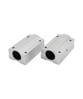 Two silver aluminum SC40LUU long-type linear bearing blocks for 40mm shafts