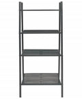 Front view of Industrial 4-Tier Metal Ladder Bookcase in Anthracite, 58.3 Inch Tall Open Display Shelf Organizer, Powder-Coated Steel Bookshelf.