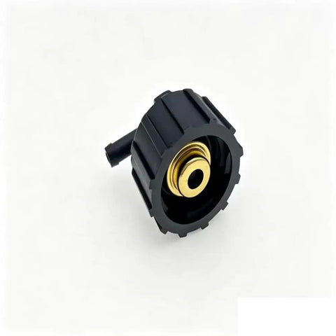 Cool Breeze Upgraded Expansion Tank Cover Fit For KTM 790 890 Duke Plus 1050 SMC R Adventure RC 1090 1190 1290 Super Duke GT Enduro Supermoto Motorcycle Liquid Coolant Reservoir Cap Housing Shell Replacement Parts, black and gold tank cover, side view.