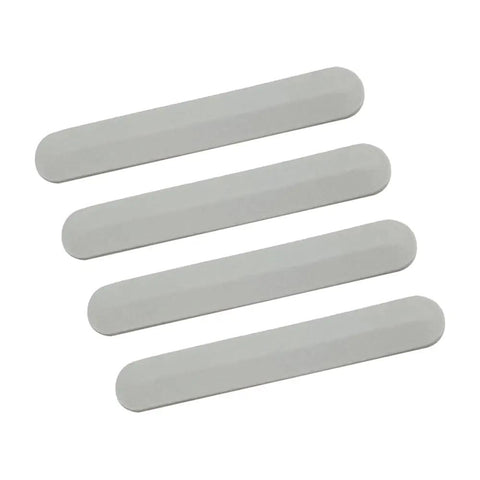 Four Pack Laptop Bottom Rear Cover Rubber Feet Strips Replacement For HP Pavilion 15 CW 15 CS TPN Q208 Q210 Models Durable Foot Pads Set 1.88 Inch Long 0.3 Inch Wide New Replacement, showing adhesive rubber strips.