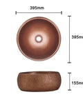 USZWBY Vessel Sinks Bathroom Sink European Round Rose Gold Home Hotel Above Counter Basin Ceramic Wash Bathroom Bowl Sink dimensions 395mm x 155mm top view