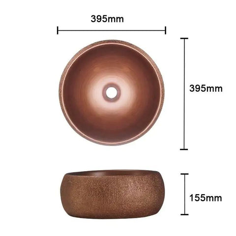 USZWBY Vessel Sinks Bathroom Sink European Round Rose Gold Home Hotel Above Counter Basin Ceramic Wash Bathroom Bowl Sink dimensions 395mm x 155mm top view