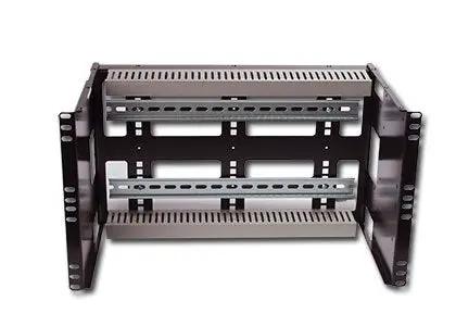 Beefy 6U Din Rail Panel for standard 19 inch server racks with adjustable height, 14 gauge steel, removable din rail.