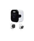 Hella Crisp 2K Cube Security Camera With Window Lens And Dual Band WiFi Live View AI Human Detection in white and black color.