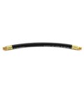 Built Tough Rubber Air Compressor Hose With Solid Brass Fittings And 300 Psi Max Pressure for shop use, black rubber, 13 inches long.