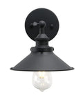 Industrial Wall Sconce Set With Vintage Vibe, 1 Light, Black Metal Shade, 8.1 Inch Diameter, E26 Base, Front View