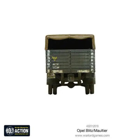 Rear view of Opel Blitz Maultier WWII Truck 1 56 Scale Tabletop Miniatures Set Plastic Paintable 28mm WWII Soldier Figures