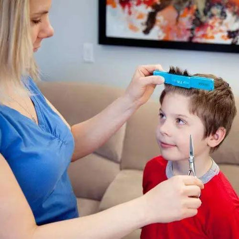 Effortless Home Hair Cutting Guide Designed For Lowkey Perfect Bangs And Seamless Salon Quality Diy Trimming Tool Set Of Two For All Hair Types Zero Hassle Quick Fix, child getting hair cut at home.