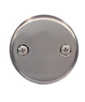 Two-hole faceplate of 1-1/2 Inch Bath Waste And Overflow Kit With Pull Drain Stopper, Schedule 40 PVC, Satin Nickel Finish