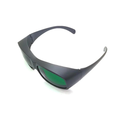 Heavy Duty Laser Safety Glasses Shielding Eyes From Blue Red And Infrared Beams At 450Nm 650Nm 808Nm 980Nm side view with green lenses