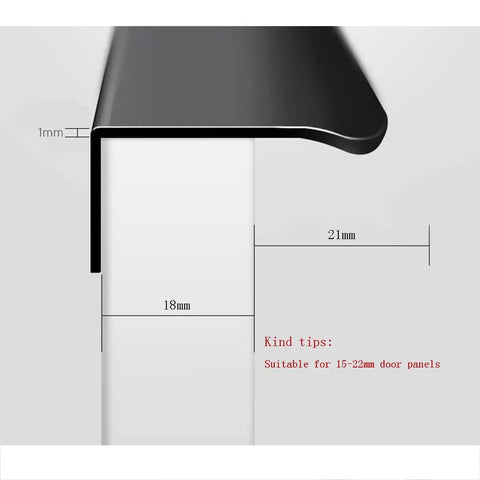 Gold Slick Invisible Door Handle Set For Wardrobe And Kitchen Cabinets Concealed Edge Pulls side view dimensions