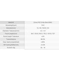 CO2 laser lens data: ZnSe, 18 mm diameter, 10.6 micron, focal length 50.8 mm, transmittance >99%.