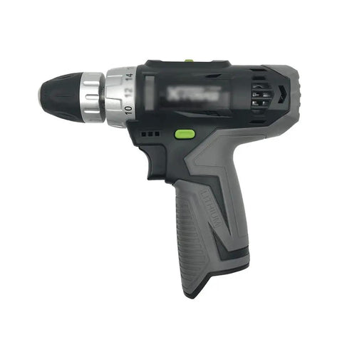Badass Rechargeable Two-Speed Drill and Screwdriver Combo with 10mm Chuck and Reverse Toggle side view showcasing pistol grip design.