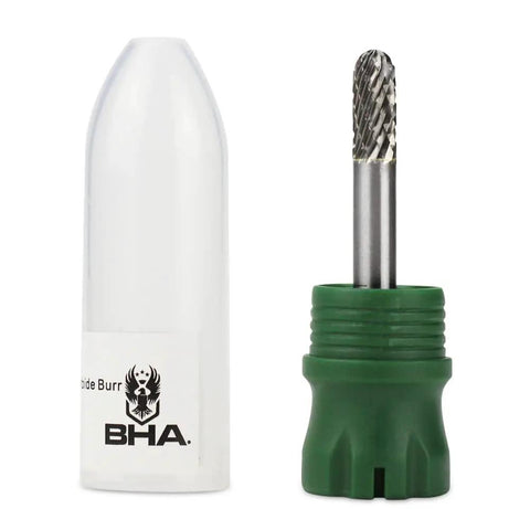 Double Cut Tungsten Carbide Burr For Die Grinder Rotary Tool Bit With 1/4 Inch Shank, next to protective casing