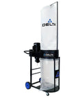 1-1/2 HP Motor Dust Collector in black with 1 micron filtration bag, snap-in filter ring, clamp-free bag change, compatible with canister 50-766