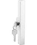 Sliding Door Outside Pull With Key White Diecast 2 Inch Projection For Left Or Right Handed Doors Includes Two Keys