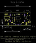 Technical blueprint of Ultrasonic Distance Sensor HC SR04 Non Contact Range Finder for 3.3V Microcontrollers, 1.75 x 0.85 inch board