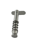 Close-up of quick release spring pin from Heavy Duty Stainless Steel 316 Top Jaw Slide Door Hinge for marine yacht use