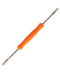 Double-ended cleaning tool from Six In One Soldering And PCB Repair Tool Set with orange handle and metal bristle ends.